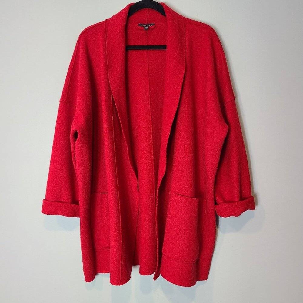 Eileen Fisher Wool Coat Drapey Minimalist Designer Kimono Capsule Luxury Medium